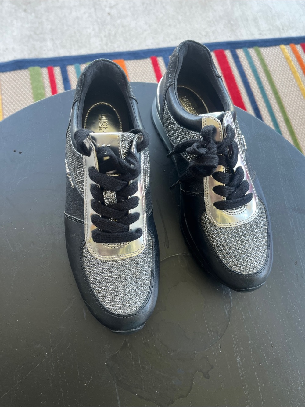 MICHAEL Michael Kors Men's Black & Silver Knit Lace-Up Sneakers